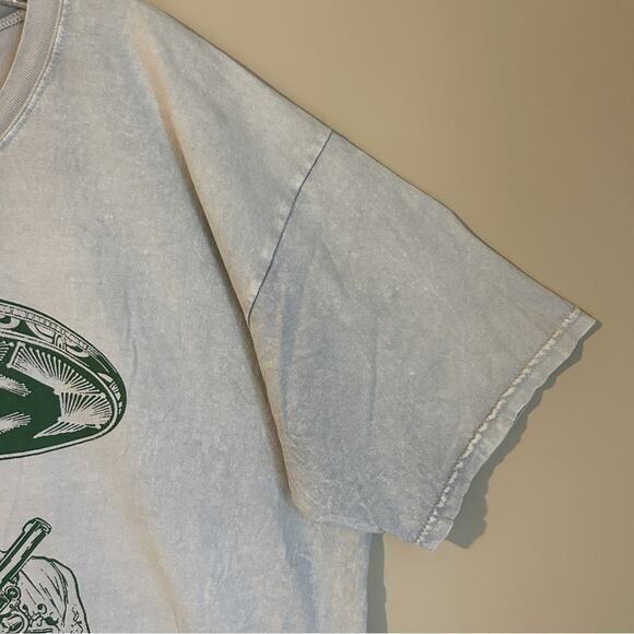 Light Blue/Green Los Cabos Mexico Scrunch Dyed Skeleton Crewneck T-Shirt Size XL - Picture 4 of 9